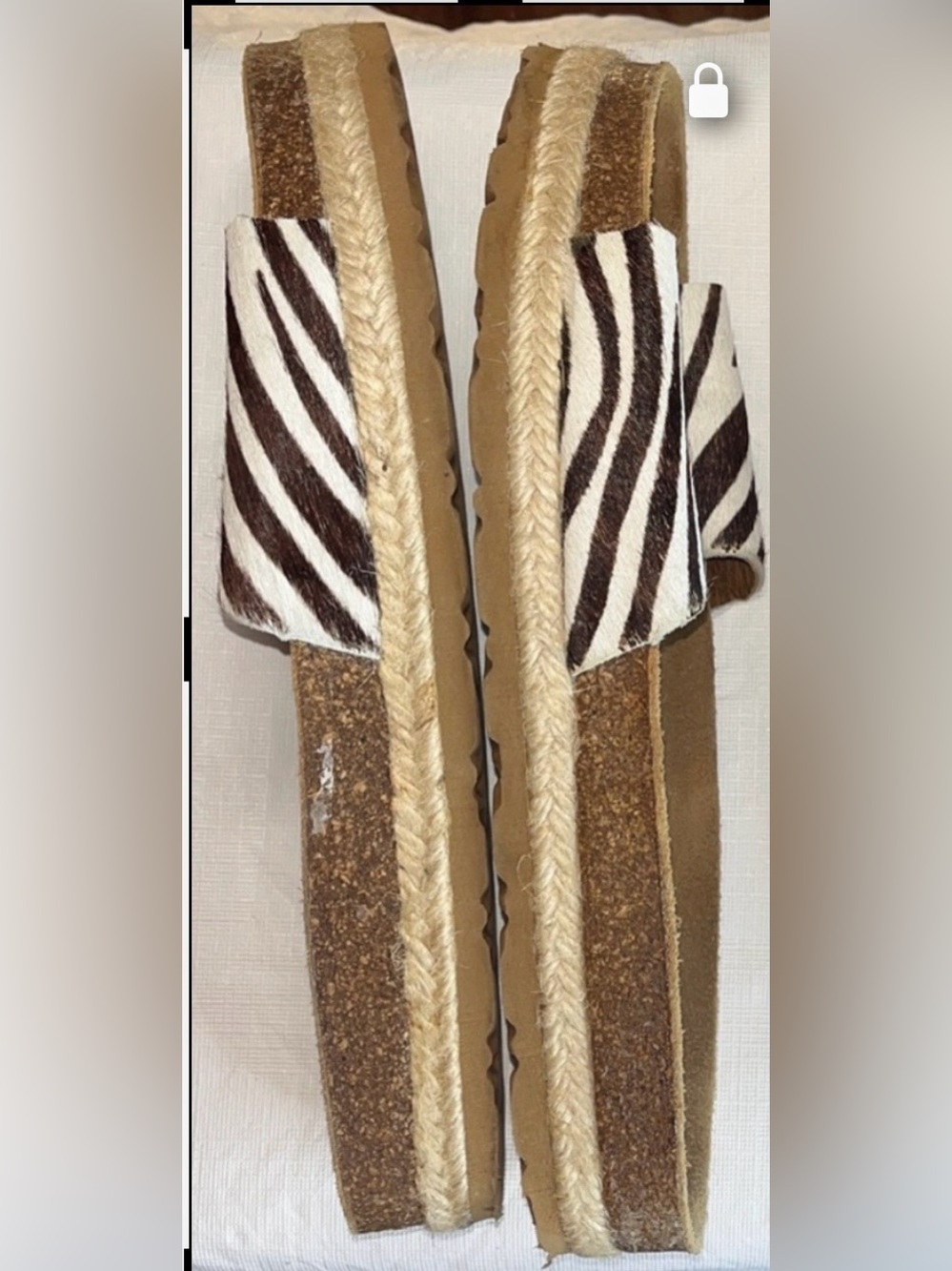 Yokono Zebra ponyhair Espadrille Slide Sandals Women’s Size 8 Leather Boho - Picture 4 of 6